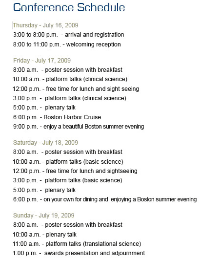 Schedule ISDS 2009